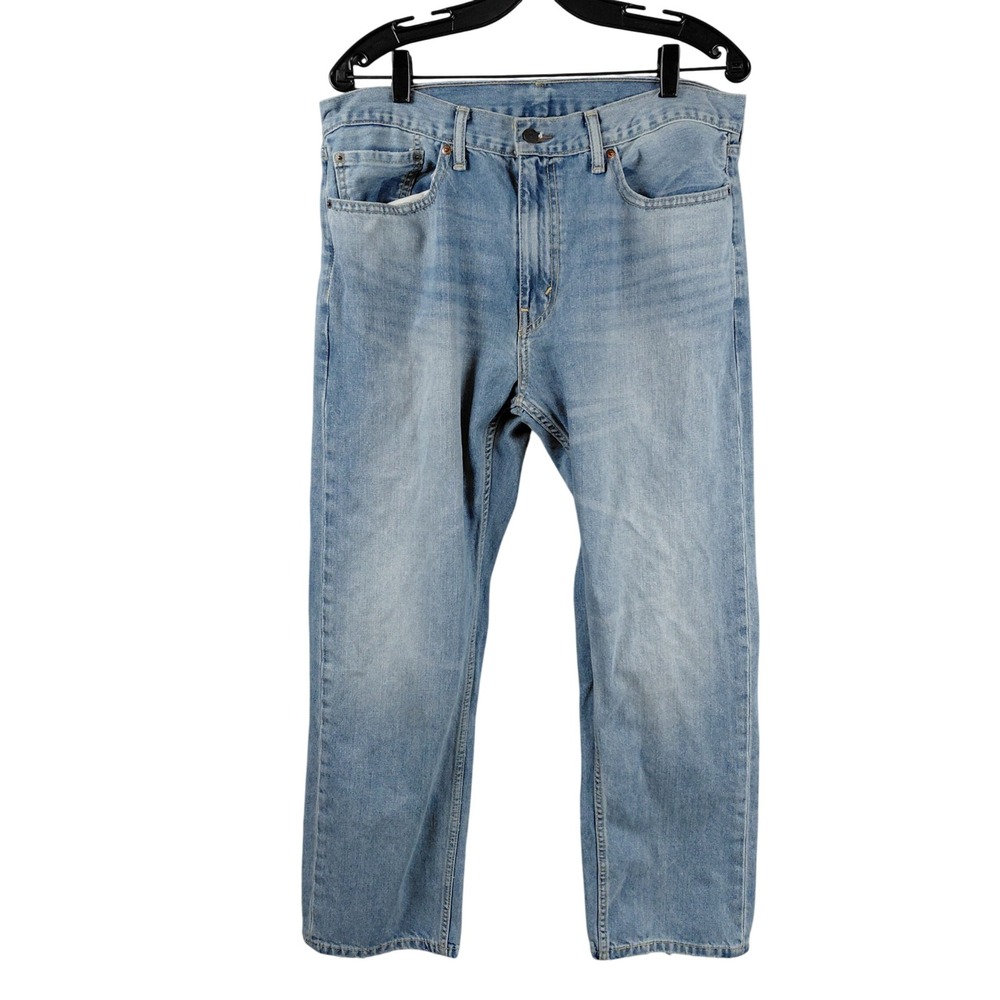 Levis 505 Regular Fit Jeans Mens 34x30 Light Wash Blue Straight Leg Denim